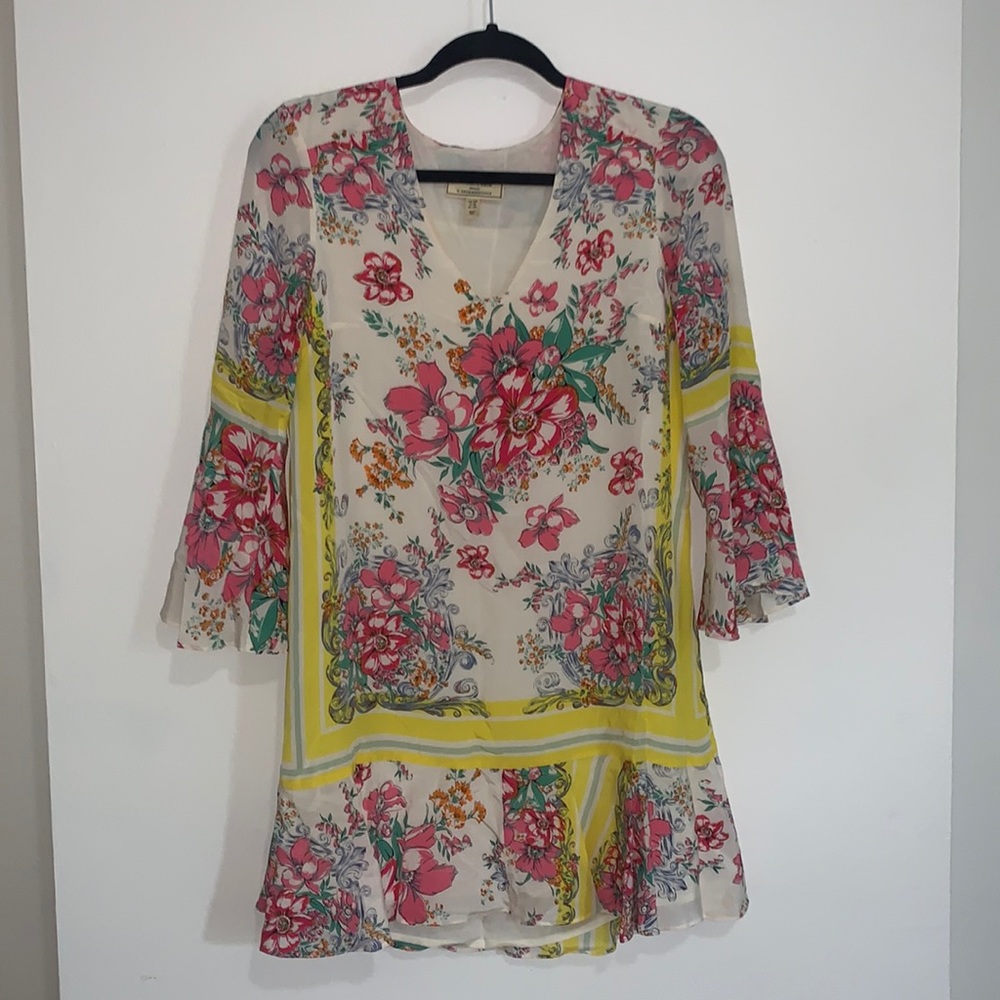 Anthropolgie 100% Silk Floral Mini Dress